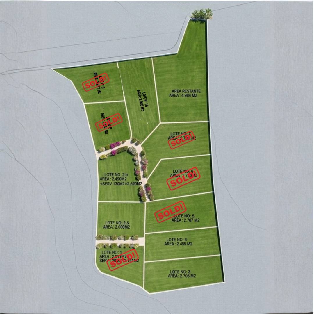 Plano del proyecto con lotes vendidos marcados